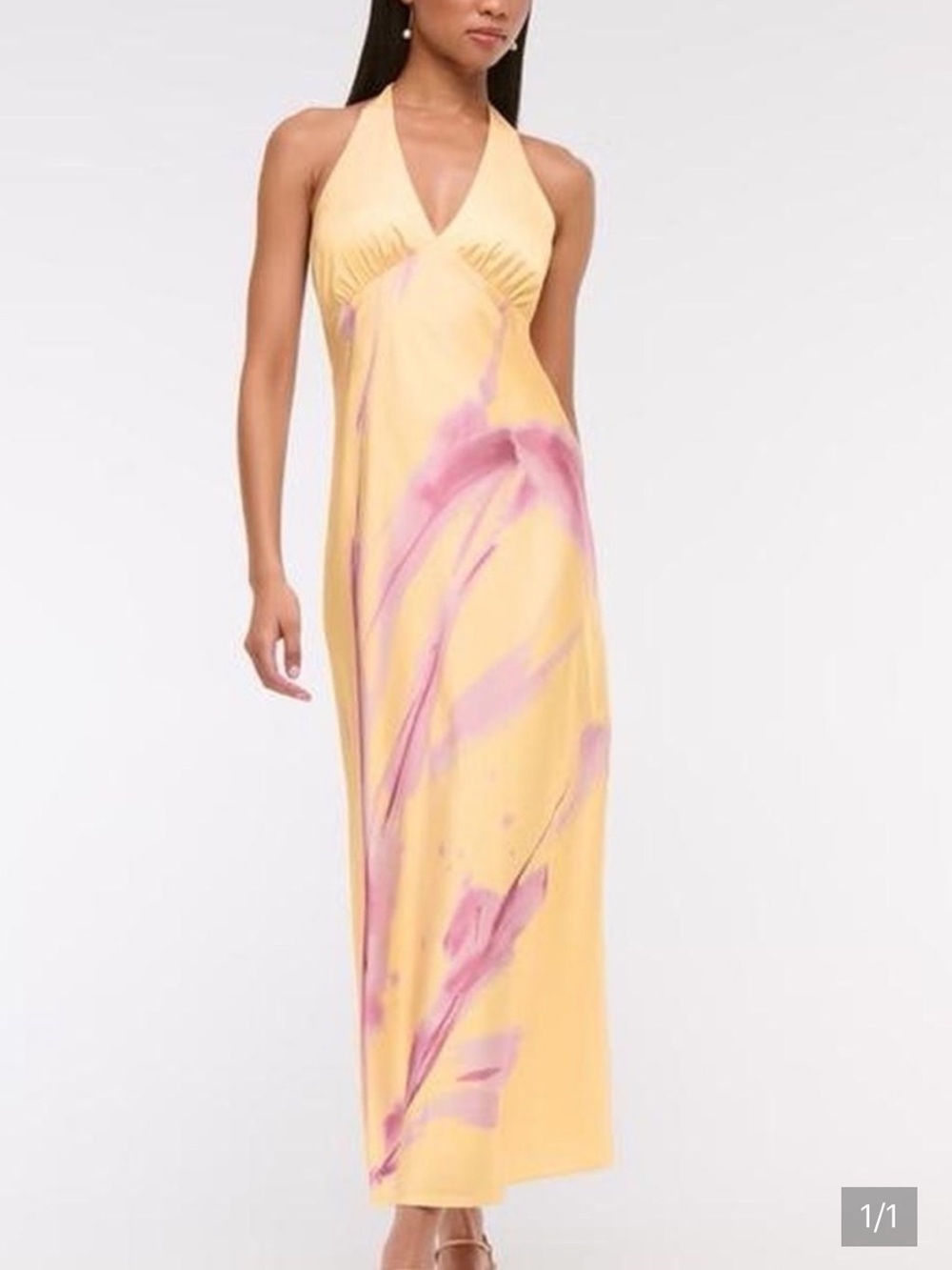 Abercrombie & Fitch Julia Slip Halter Maxi Dress Y2K Beach Romantic Festival